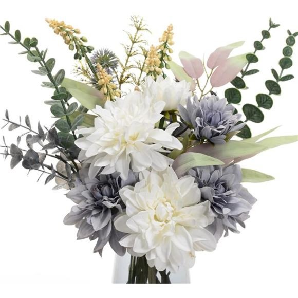 Fake Flowers Artificial Blue Flowers with Vase,Table Centerpieces for DiningRoom - Picture 3 of 6